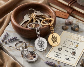 Llavero personalizado con huella de pata de mascota y nombre, regalo conmemorativo para perros y gatos, llavero personalizado con huella de pata grabada, regalo de recuerdo para quienes perdieron a su mascota