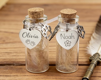 Frasco conmemorativo personalizado para mascotas, frasco de recuerdo de pelo de mascota, regalo de recuerdo para perros y gatos, regalo de condolencia por la pérdida de una mascota