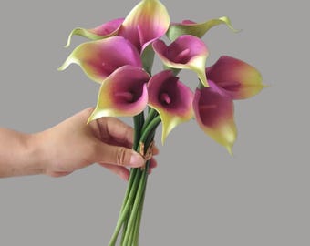 9 Stems Real Touch Calla Lily Flowers | White, Pink, Purple, Yellow