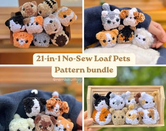 21-in-1 No-Sew Mini Loaf Pets | Crochet Pattern Bundle