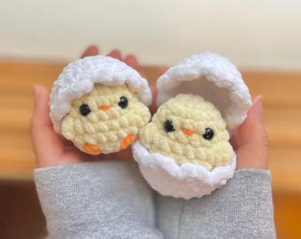 No-Sew Baby Chick (Version With Egg) - Crochet Pattern
