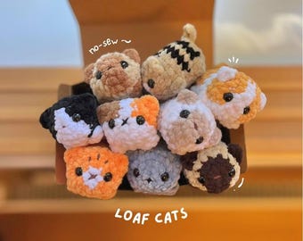 6-in-1 No-Sew Mini Loaf Cats Crochet Pattern Bundle | Orange Cat, Siamese, Tuxedo, Calico, Solid, Tabby