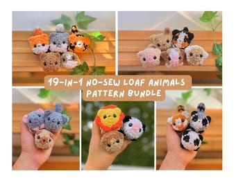 19-in-1 No-Sew Mini Loaf Animals Pattern Bundle