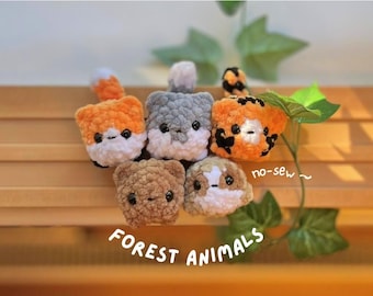 森の動物たち | 5in1 縫わないミニパン動物パターンセット クマ、ナマケモノ、トラ、キツネ、オオカミ