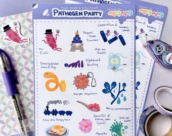 Pathogen Party Sticker Sheet: Microbiology Pathology Collection