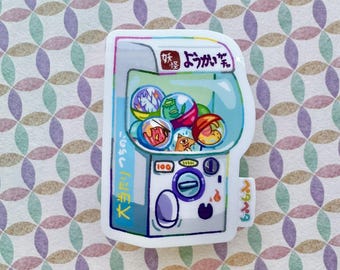 Yokai gacha machine sticker -  Colourful Japanese monster in capsule toy laminated waterproof sticker