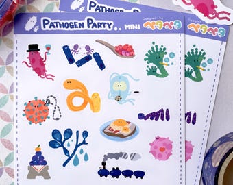 Pathogen Party Mini Sticker Sheet: Microbiology Pathology Stickers