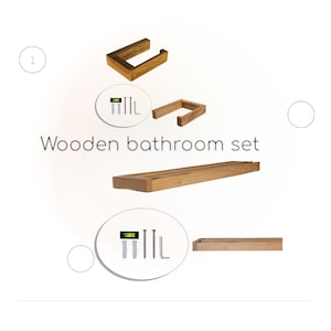 Eco-friendly Bathroom Set, Wooden Bathroom decor,Rustic Wooden Towel&Toilet Paper Holder Set - Farmhouse Bathroom Décor,Wooden Towel Holder