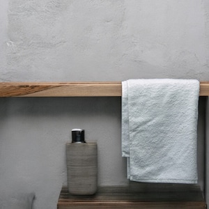 Solid Wood Towel Holder, Rustic Bathroom Rack, Minimalist Oak, Walnut, Ashtree (Wall Mount)