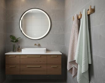Sycamore-handdoekenrek met 5 haken - rustieke badkameropberger