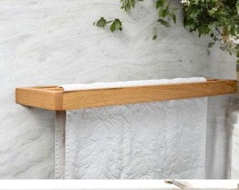 Sycamore Wooden Towel Holder: Wall-Mounted Bathroom Organizer (60 cm)