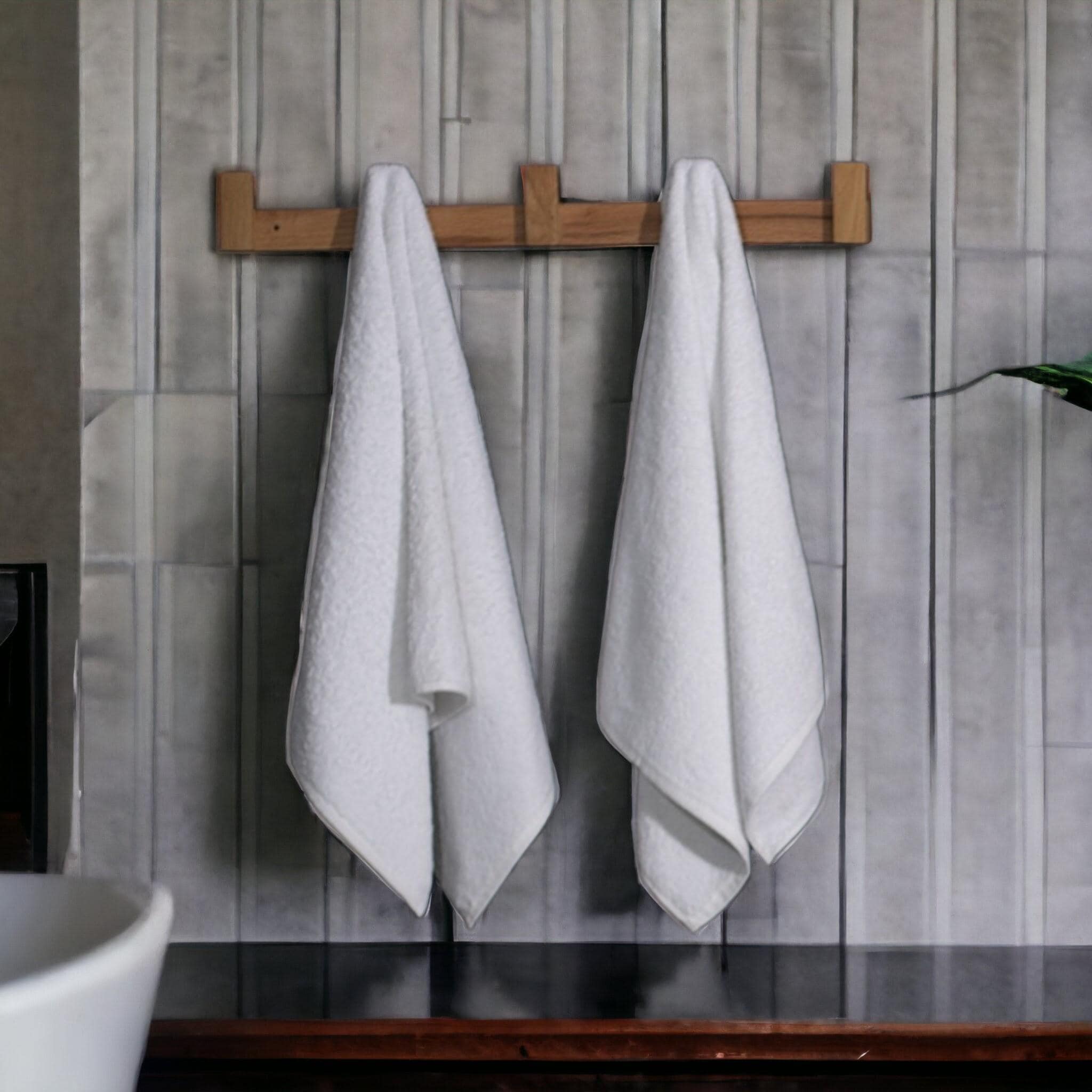 Wooden Bath Towel Holder & Hooks - Wall Mounted Coat Rack, Entryway ...