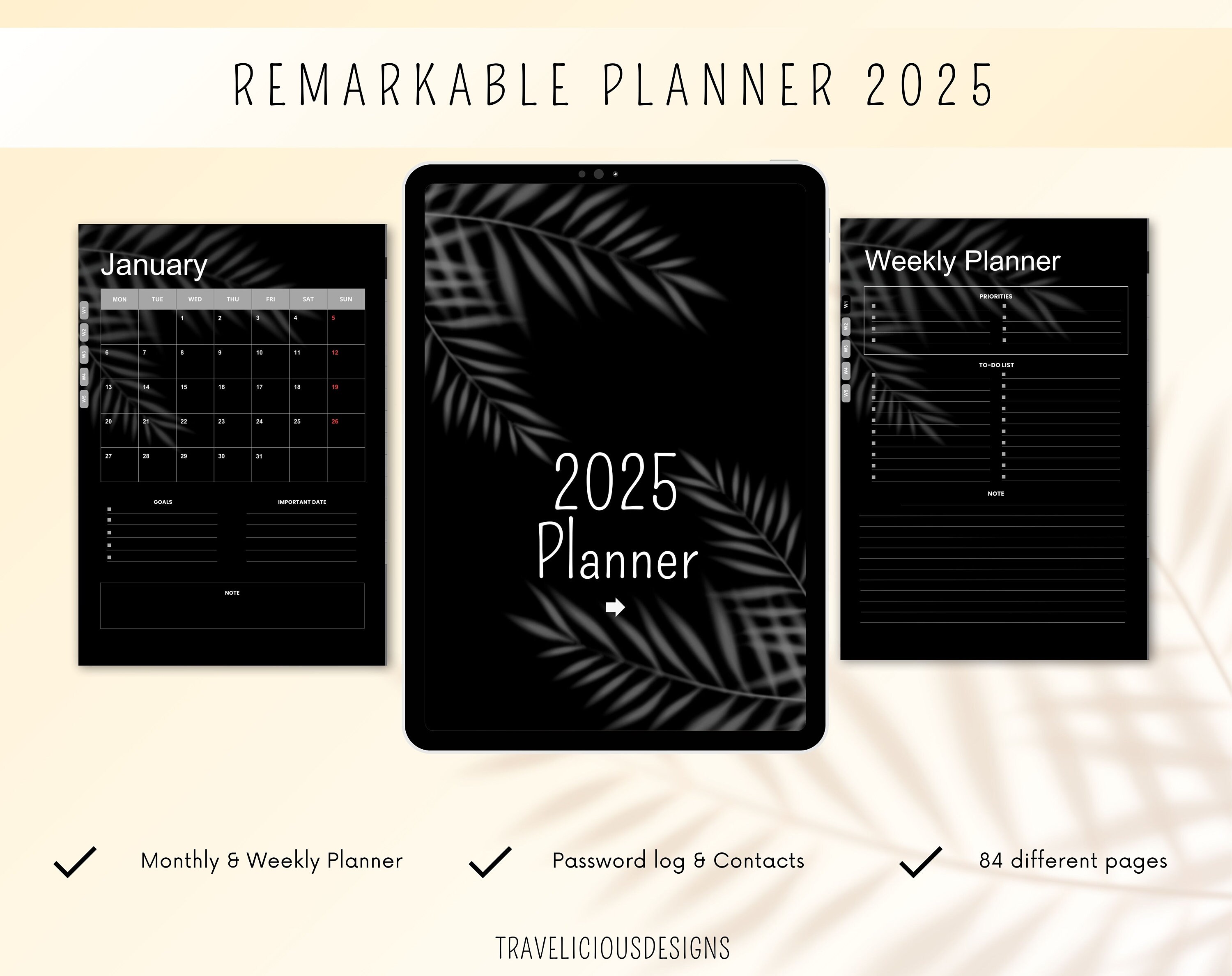 Remarkable Planner 2025 | Remarkable Template | Digital Calendar for ...
