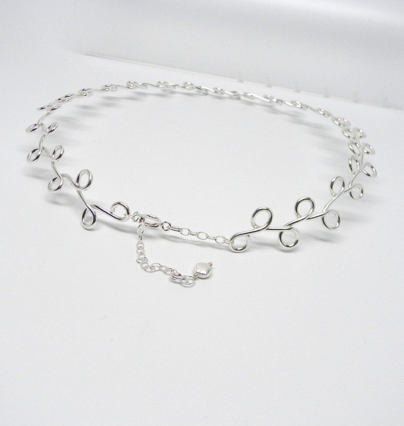 Discreet Slave Collar Vine Motif Sterling Silver or Day or Public Wear Adjustable from 16 to 18 Inches