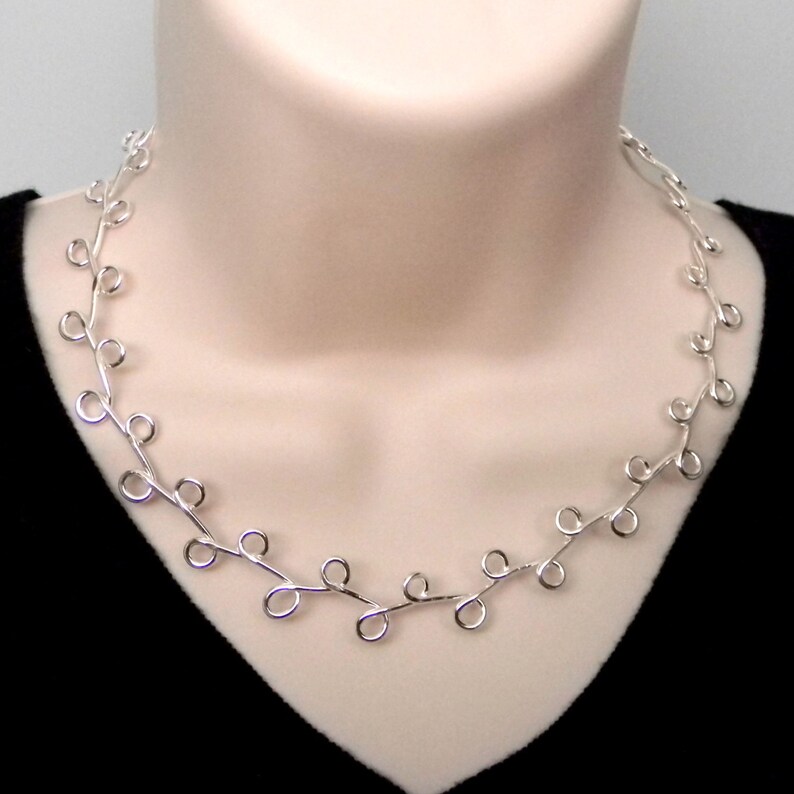 Discreet Slave Collar Vine Motif Sterling Silver or Day or Public Wear Adjustable from 16 to 18 Inches
