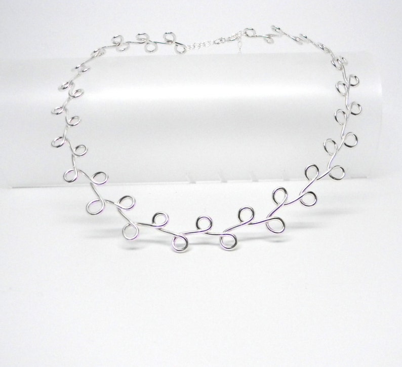 Discreet Slave Collar Vine Motif Sterling Silver or Day or Public Wear Adjustable from 16 to 18 Inches