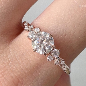 Round Moissanite Bridle Ring Round Cut Moissanite Ring 2.00 Ctw Cluster Round Wedding Ring Cluster Anniversary Women Gift Engagement Ring