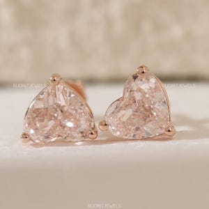 Herz Cut Moissanit Ohrstecker 1 + 1 Rose Gold Diamant Ohrring Weiß Moissanite Ohrstecker Geschenk Ohrring Solitaire Diamant Herz Ohrring Geschenk