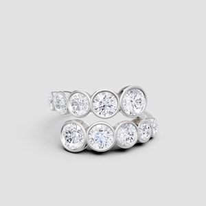 Round Diamond Eternity Ring Gift for Her | Solid Gold Bezel Set Diamond Wedding Band for Women | Elegant Anniversary Stacking Ring