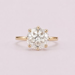 Portugees geslepen kleurloze moissanietring cadeau voor haar | Massief gouden kathedraal solitaire verlovingsring | Jubileumring, Laelouris