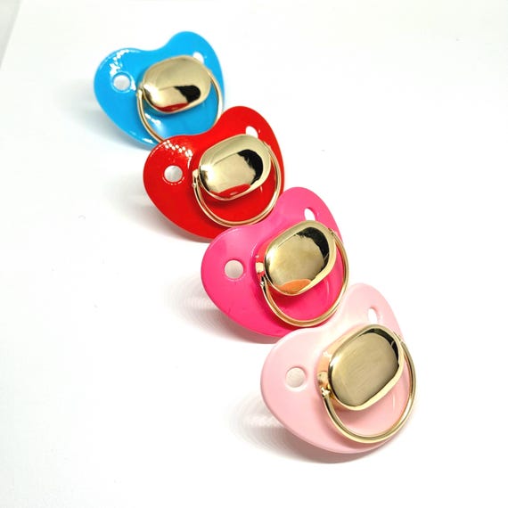 14K Gold Baby Pacifier Baby Shower Gift Gold Baby Gift, 14K Newborn Gift Baby Keepsake, Blue Pacifier, Solid Gold Luxury Baby Gift