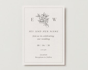 Beige Rustic Minimal Wedding Invitation- Portrait