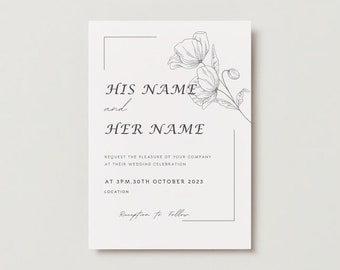 Beige Elegance Wedding Invitation- Portrait