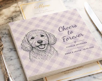 Personalized Pet Portrait Wedding Napkins - Custom Cocktail Napkins, Wedding Favors