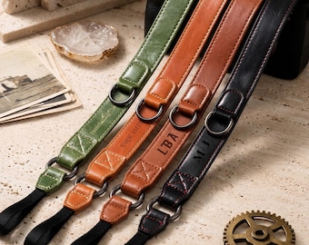Custom PU Leather Camera Strap, Custom Name Camera Strap, DSLR Camera Neck Strap, Gift for Photographer