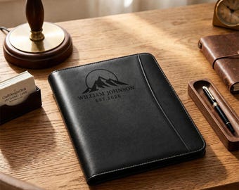 Custom Engraved PU Leather Portfolio, Boss Office Gift, Coworker Gift, Promotion Gift, New Job Gift for Him, A4 Padfolio Notebook Organizer