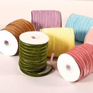 Ruban de velours fin 3/8'' - 2 mètres, 5 mètres, ruban de velours 10 mètres, ruban de velours 30 couleurs, ruban artisanal, ruban pour bouquet, ruban pour cheveux