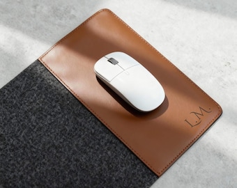 Filz Schreibtischunterlage mit PU-Leder - Große Schreibtischunterlage, Büro Mausunterlage, Einrichtung fürs Home Office, Gaming Schreibtischunterlage, Geschenk für Chef