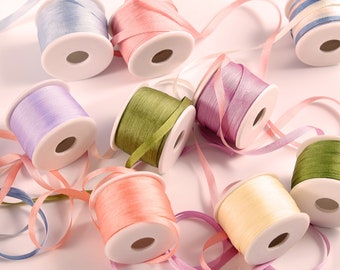 20 Colors 4mm Ribbon - 10 Yards Embroidery Silk Ribbon, 1/8 Inch Silk Ribbon, Embroidery Ribbon for Flowers, Doll's clothing