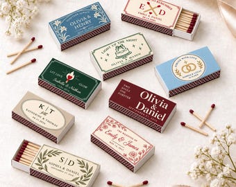 Custom Bride and Groom Matchbox, Personalized Matchboxes, Custom Logo Match Boxes, Wedding Reception Favors, The Perfect Match Gift