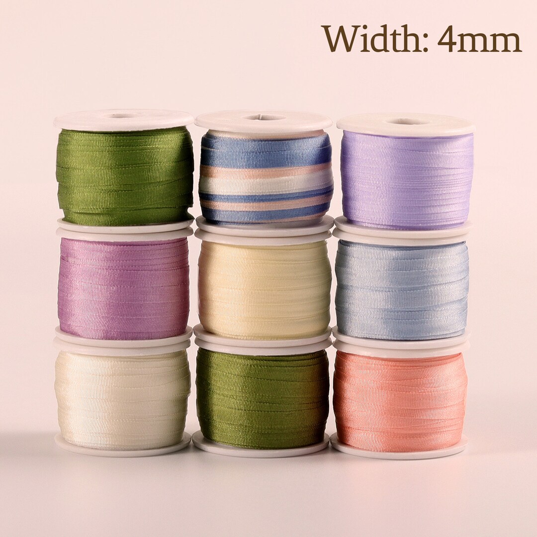 10 Yards of 4mm Silk Ribbon Solid Color Silk Ribbon, Tie Dye Silk ...