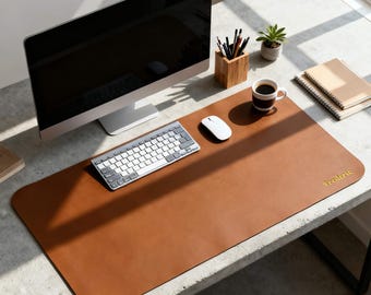 Personalized Leather Desk Mat - Custom Desk Accessories, Gift for Dad, Employee Appreciation Gift, Office Decor
