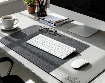 Filz und PU-Leder Schreibtischunterlage - Großes Mauspad, Büro-Schreibtischunterlage, moderne Schreibtischdekoration, Filz-Mausunterlage, Geschenk für Ihn
