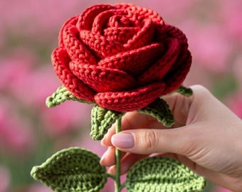 Rose Crochet Pattern PDF Download, Realistic Flowers Bouquet Tutorial, Floral Amigurumi, Easy Beginner Friendly Valentine Digital Download