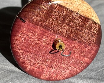 1.63 oz. Purpleheart w sapwood / Curly Maple Drop Spindle Top Whorl 3653