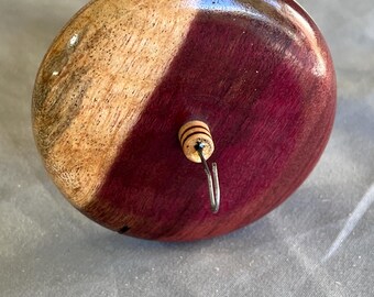 1.52 oz. Purpleheart w sapwood / Quilted Maple Drop Spindle Top Whorl 3666