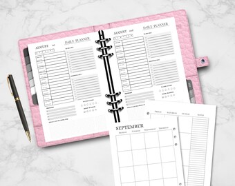 A5 Planner Inserts | 12 MONTHS planner | Digital Download | Hourly Daily Planner | Printable Daily Planner 366+ PAGES