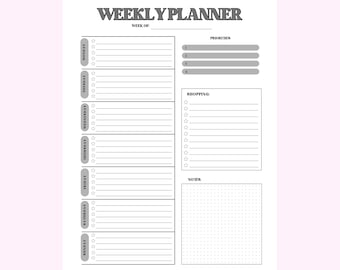 Weekly Planner | Digital Download Weekly Planner | Printable Weekly Planner
