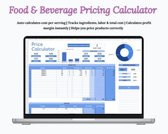 Recipe Cost & Pricing Calculator | Café Menu Pricing Tool | Food and Drink Cost Breakdown |