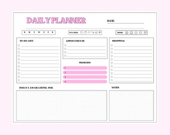 Daily Planner | Digital Download Daily Planner | Printable Daily Planner