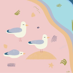 Möwen Kunstdruck | Möwen Geschenk | Möwe Illustration | Möwen für Kinder | Möwen Dekor | Poster *+Möwe+* für Kinder