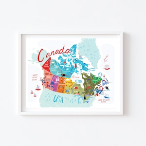 Illustrierte Karte von Kanada - Buntes Poster