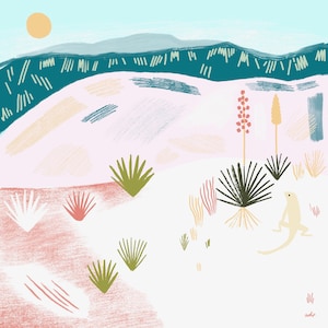 White Sands Desert Print - Ilustracja z Nowego Meksyku - (8x8)