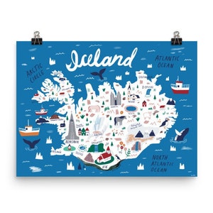 Cartel de Islandia - Mapa ilustrado