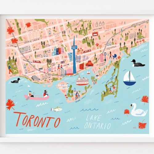 Toronto Art Toronto Illustrated Map Wall Art Etsy Canada