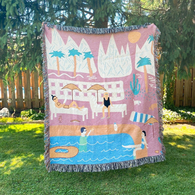 Palm Trees Woven Blanket Etsy